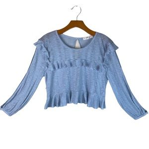 Truly Madly Deeply Los Angeles Layered Ruffled Cropped Long Sleeve Size Medium